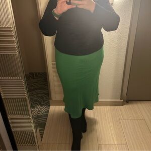 LOFT Green Midi Skirt